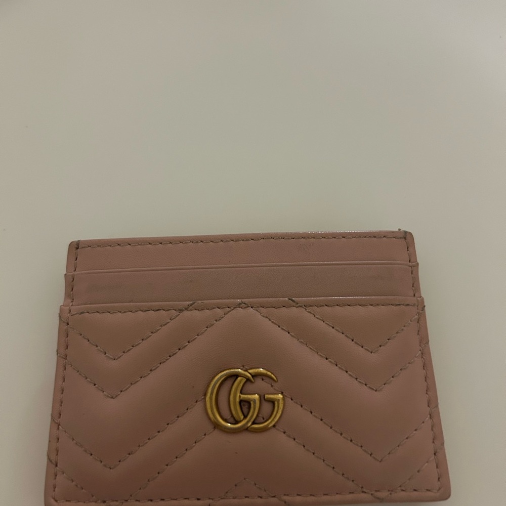 Gucci Blush Card Holder with Gold Logo